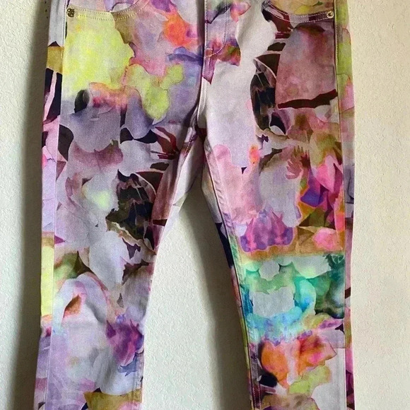 Ted Baker Electric Daydream Floral Multicolor Y2K Retro Skinny Stretch Jeans 25 - Picture 7 of 12